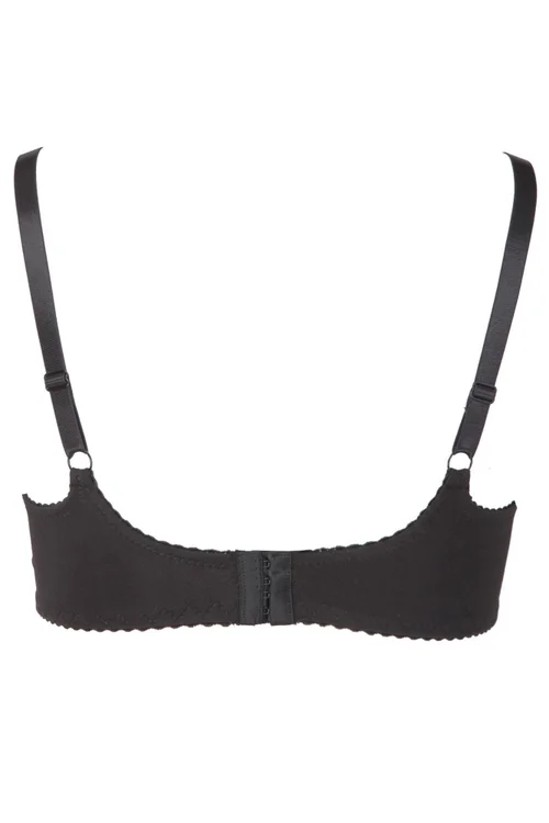 Yours Curve Black Stretch Lace Non-Padded Underwired Balcony Bra - 48E Image 3