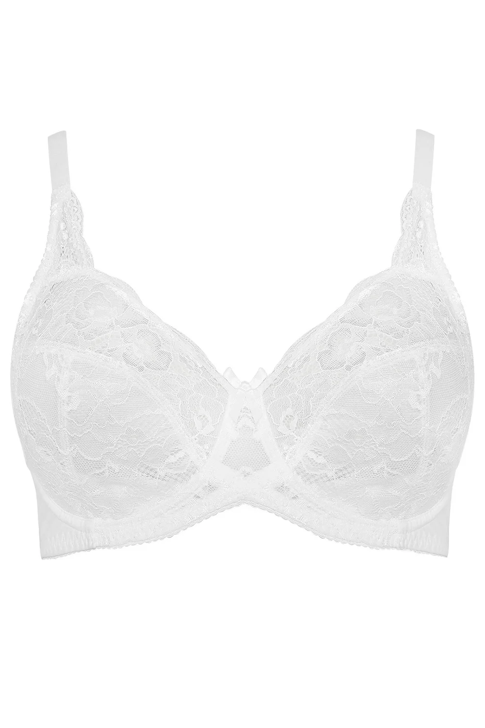 Yours Curve White Stretch Lace Non-Padded Underwired Balcony Bra - 44D Image 3