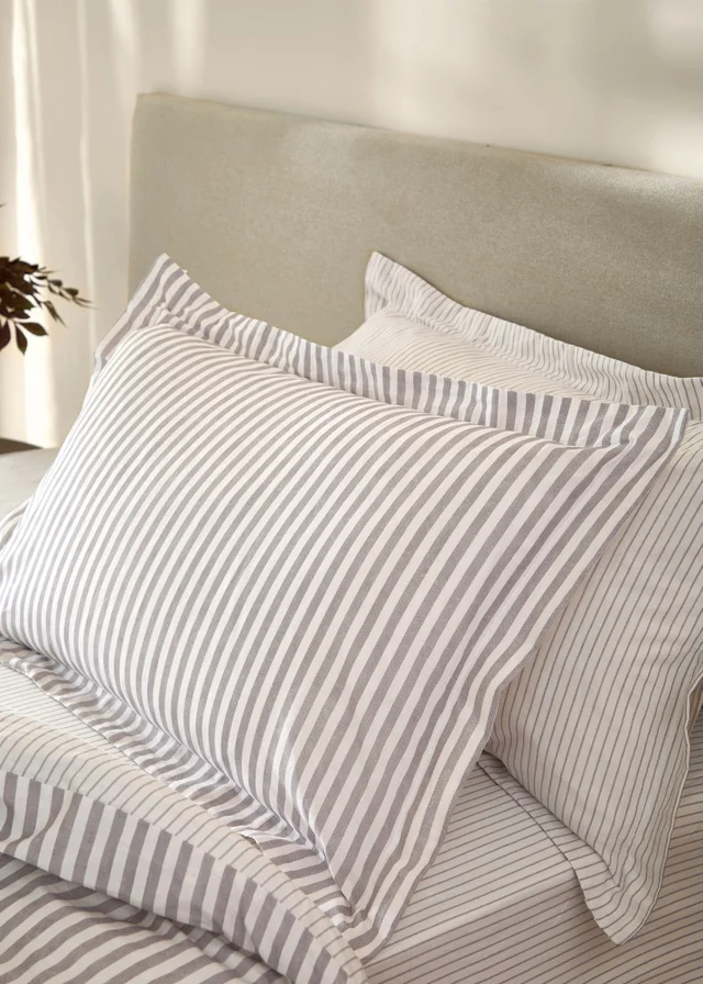 Yard Hebden Melange Stripe Mauve Pillowcase Pair