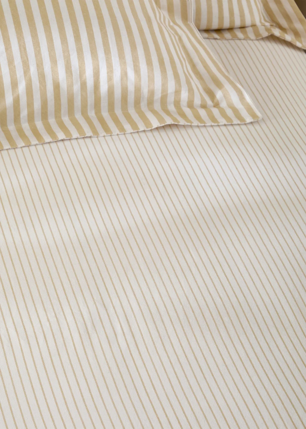 Yard Hebden 100% Cotton Narrow Stripe Honey Yellow Fitted Sheet - Double Image 2