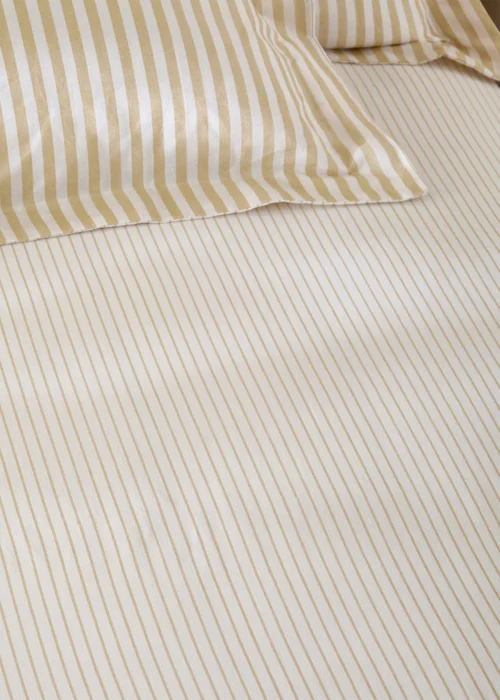 Yard Hebden 100% Cotton Narrow Stripe Honey Yellow Fitted Sheet - Double Image 2