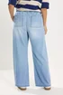 Yours Curve Light Blue Drawstring Wide Leg Jeans - 18/L30 Image 3