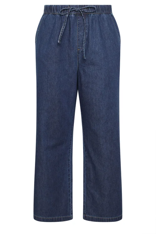 Yours Curve Indigo Blue Pull On Wide Leg Jeans - 20/L30 Image 5