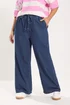 Yours Curve Indigo Blue Pull On Wide Leg Jeans - 20/L30 Image 1
