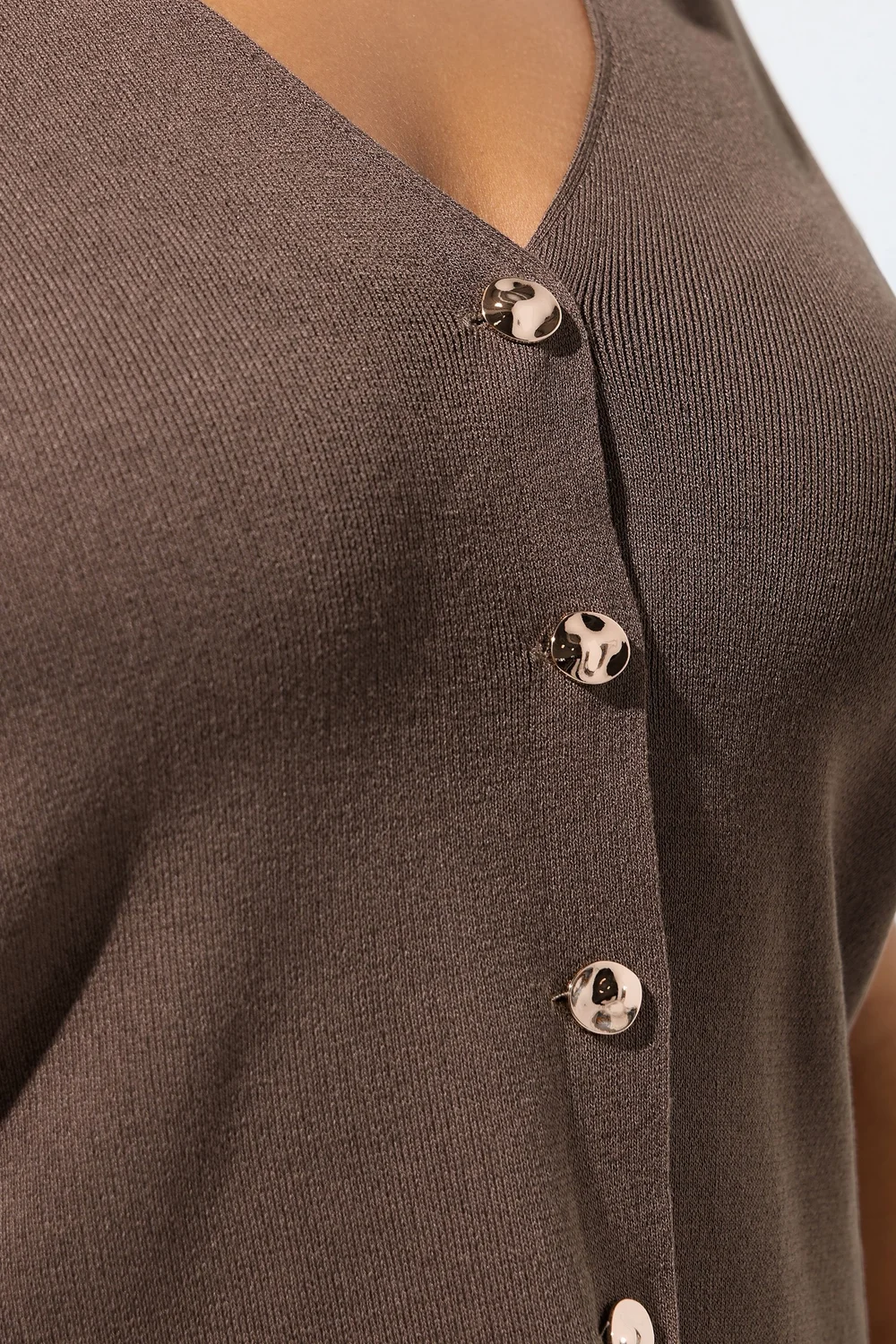 Yours Limited Curve Chocolate Brown Short Sleeve Knitted Top - 30-32 Image 5