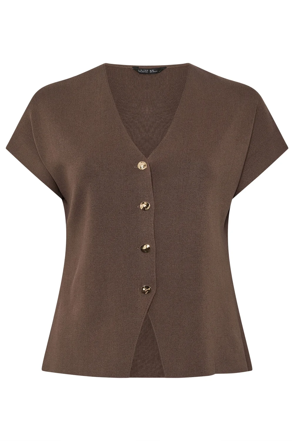 Yours Limited Curve Chocolate Brown Short Sleeve Knitted Top - 30-32 Image 2