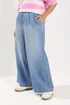 Yours Curve Mid Blue Wide Leg Jeans - 20/L30 Image 1