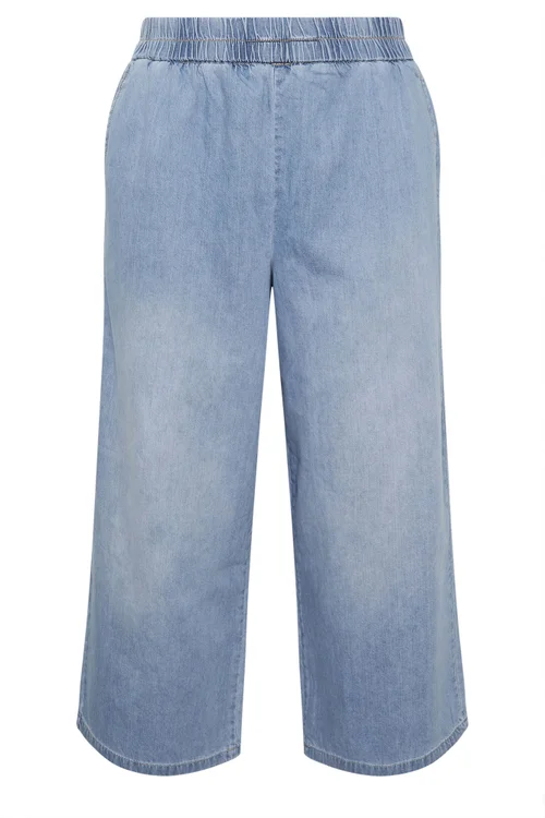 Yours Curve Mid Blue Wide Leg Jeans - 20/L30 Image 5