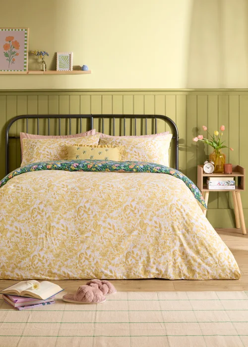 Furn Emerie Floral Reversible Navy Duvet Cover Set - Double Image 2