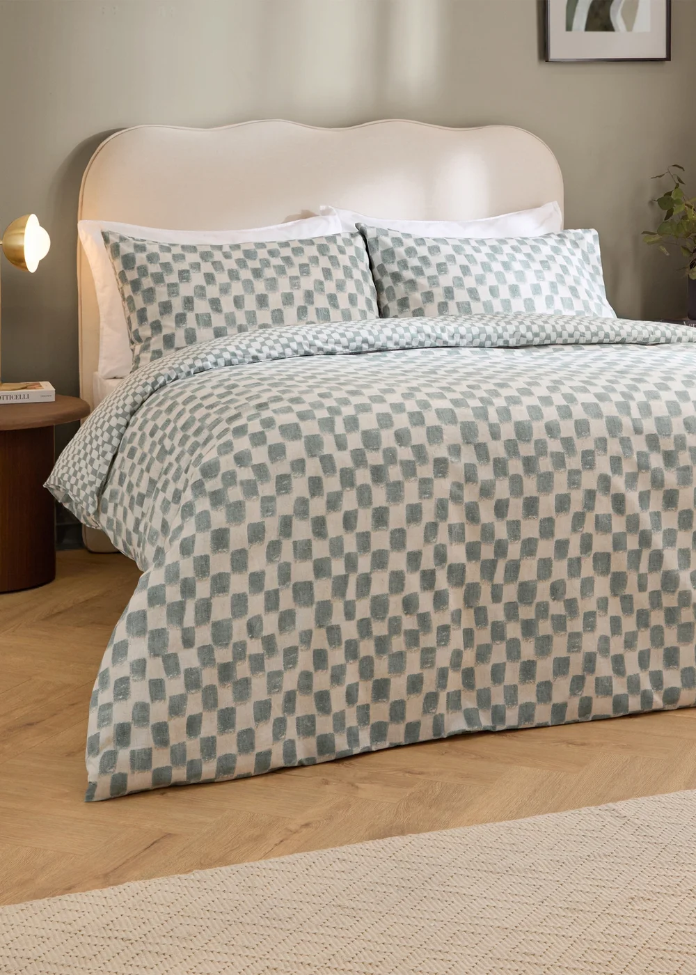 Hoem Nyhavn Checkerboard Reversible Aqua Duvet Cover Set - Single Image 4