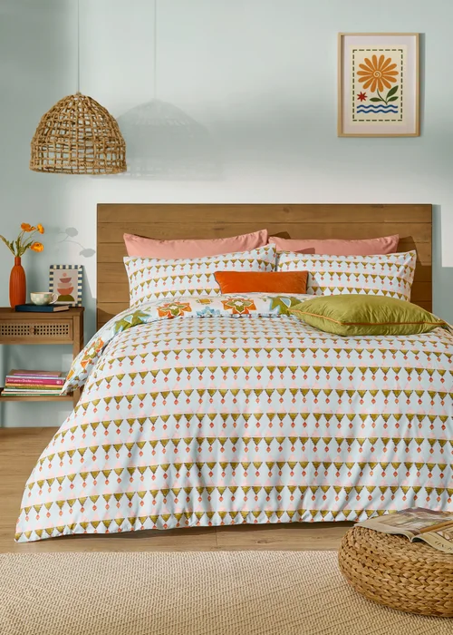 Furn Dilara Reversible Printed Blue Duvet Cover Set - Single Image 2