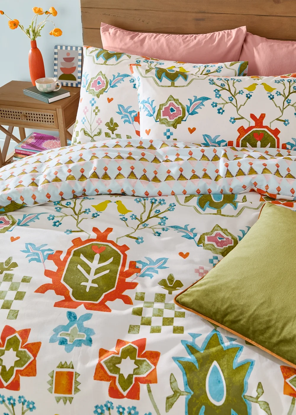 Furn Dilara Reversible Printed Blue Duvet Cover Set - Single Image 3