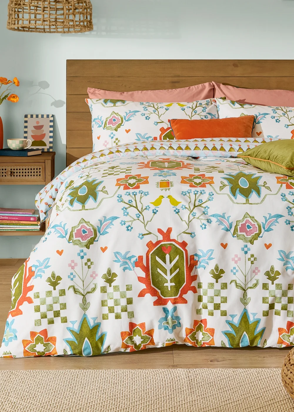 Furn Dilara Reversible Printed Blue Duvet Cover Set - Single Image 1