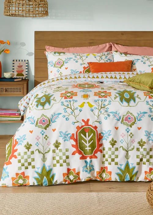 Furn Dilara Reversible Printed Blue Duvet Cover Set - Single Image 1