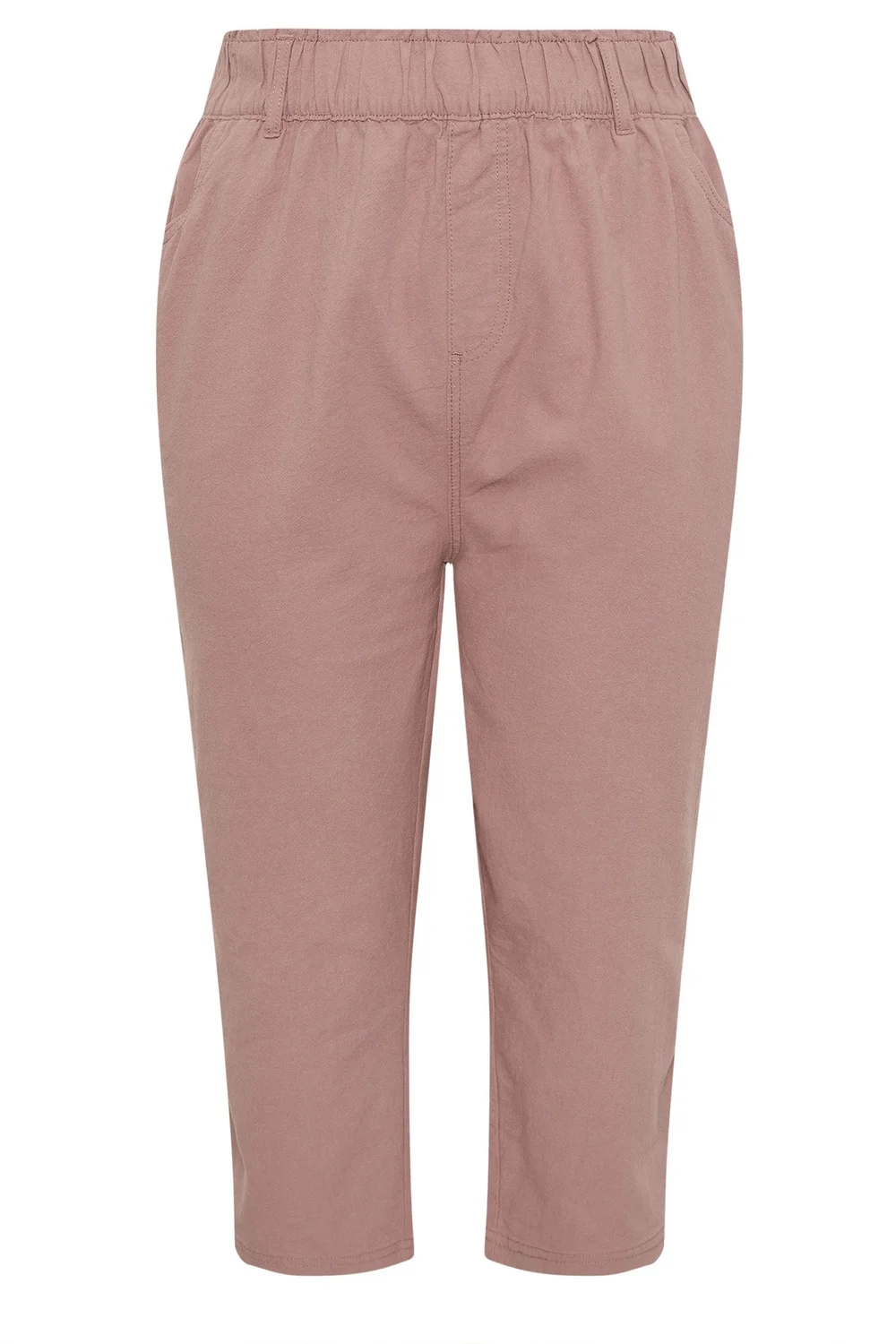 Yours Curve Dusky Pink Cool Cotton Cropped Trousers - 30-32 Image 5