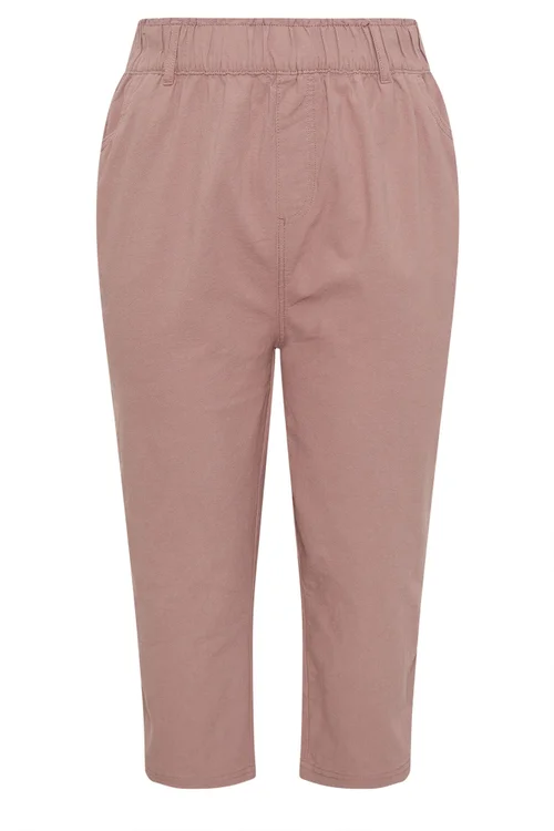 Yours Curve Dusky Pink Cool Cotton Cropped Trousers - 30-32 Image 5