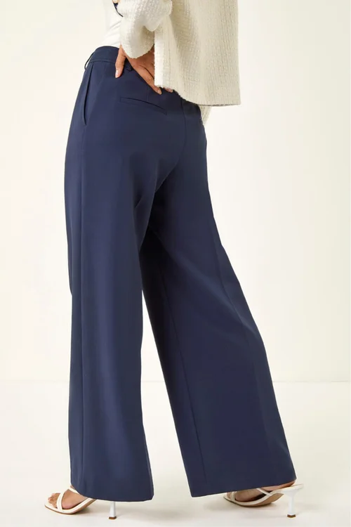 Roman Navy Pleat Front Wide Leg Trouser - 10 Image 2