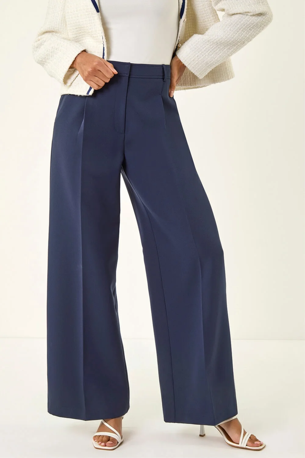 Roman Navy Pleat Front Wide Leg Trouser - 10 Image 4
