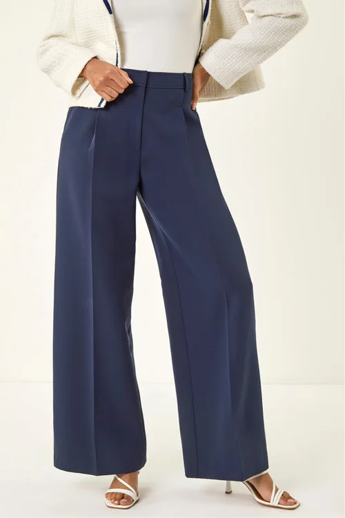 Roman Navy Pleat Front Wide Leg Trouser - 10 Image 4