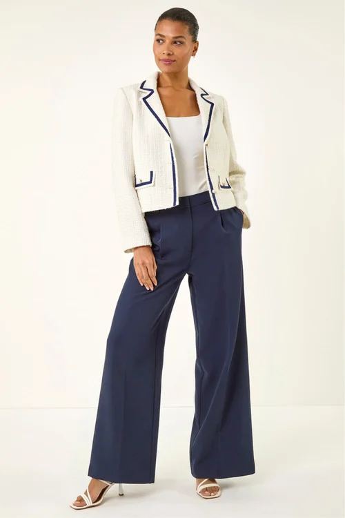 Roman Navy Pleat Front Wide Leg Trouser - 10 Image 1