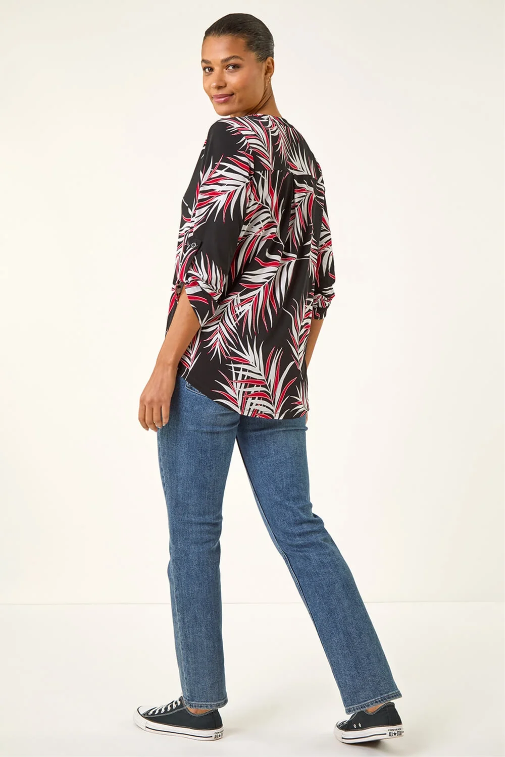 Roman Red Textured Leaf Puff Print Shirt - 14 Image 3