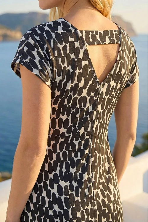 Roman Black Abstract Spot Print Back Detail Dress - 14 Image 4