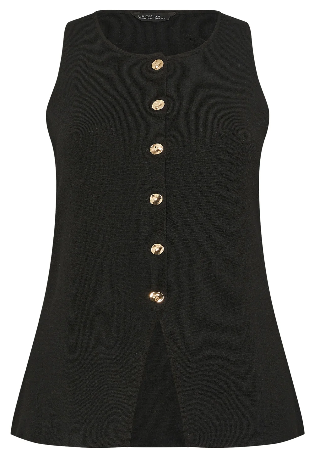 Yours Limited Curve Black Short Sleeve Knitted Top - Size 18 Image 2