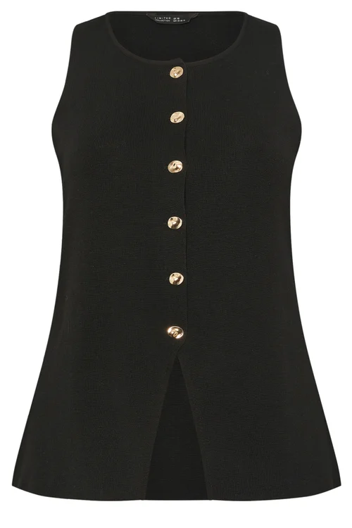 Yours Limited Curve Black Short Sleeve Knitted Top - Size 18 Image 2