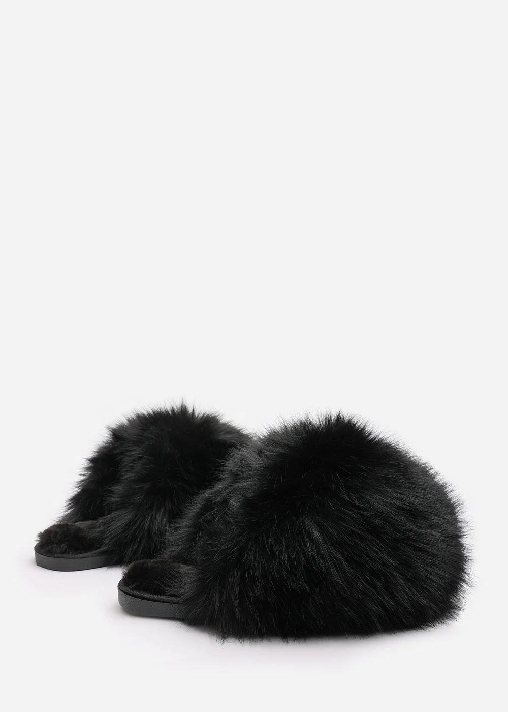Where's That From Inez Ultimate Fluffy Black Fur Mule Slippers - 4 Image 3