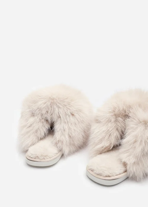 Where's That From Inez Ultimate Fluffy Beige Fur Mule Slippers - 7 Image 4