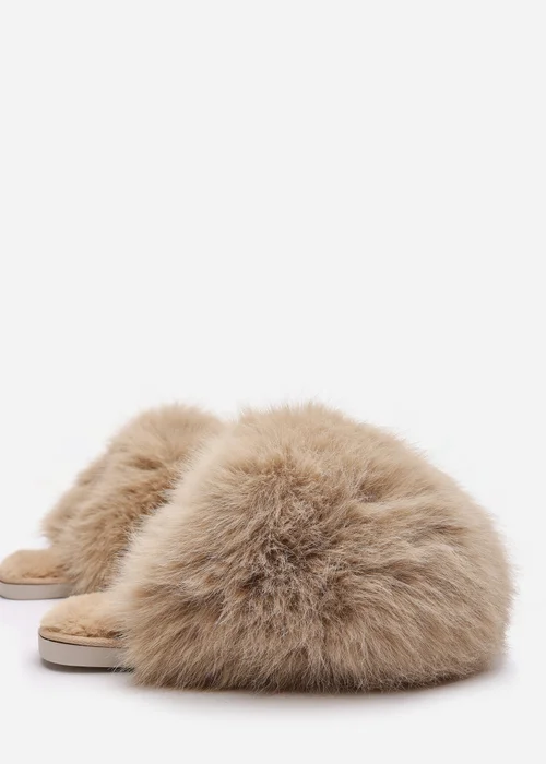 Where's That From Inez Ultimate Fluffy Camel Fur Mule Slippers - 5 Image 3