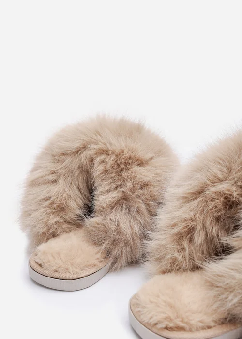 Where's That From Inez Ultimate Fluffy Camel Fur Mule Slippers - 5 Image 4