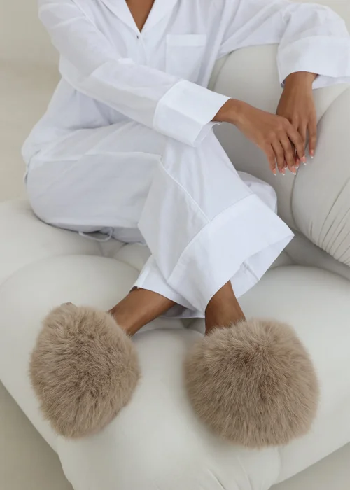 Where's That From Inez Ultimate Fluffy Camel Fur Mule Slippers - 5 Image 5