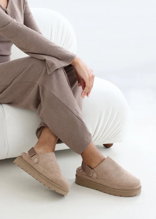 Where's That From Alondra Slip-on Strap Camel Faux Suede Mini Boots - 3 Image 1