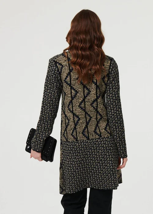 Izabel London Navy Geo Print Longline Open Front Jacket - S Image 2
