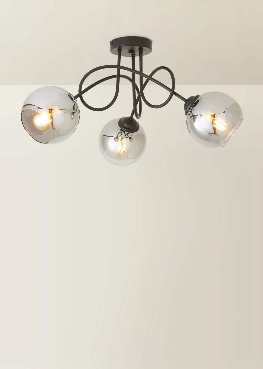 ValueLights Malcom Black Twisted Ceiling Light Smoked Glass Shades - One Size Image 6