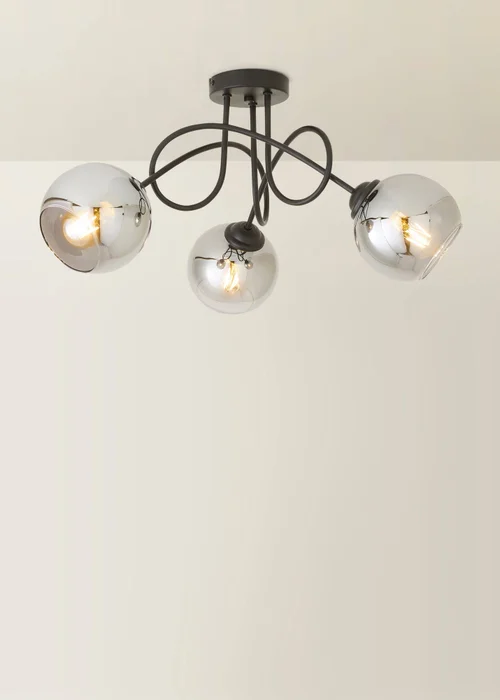 ValueLights Malcom Black Twisted Ceiling Light Smoked Glass Shades - One Size Image 6
