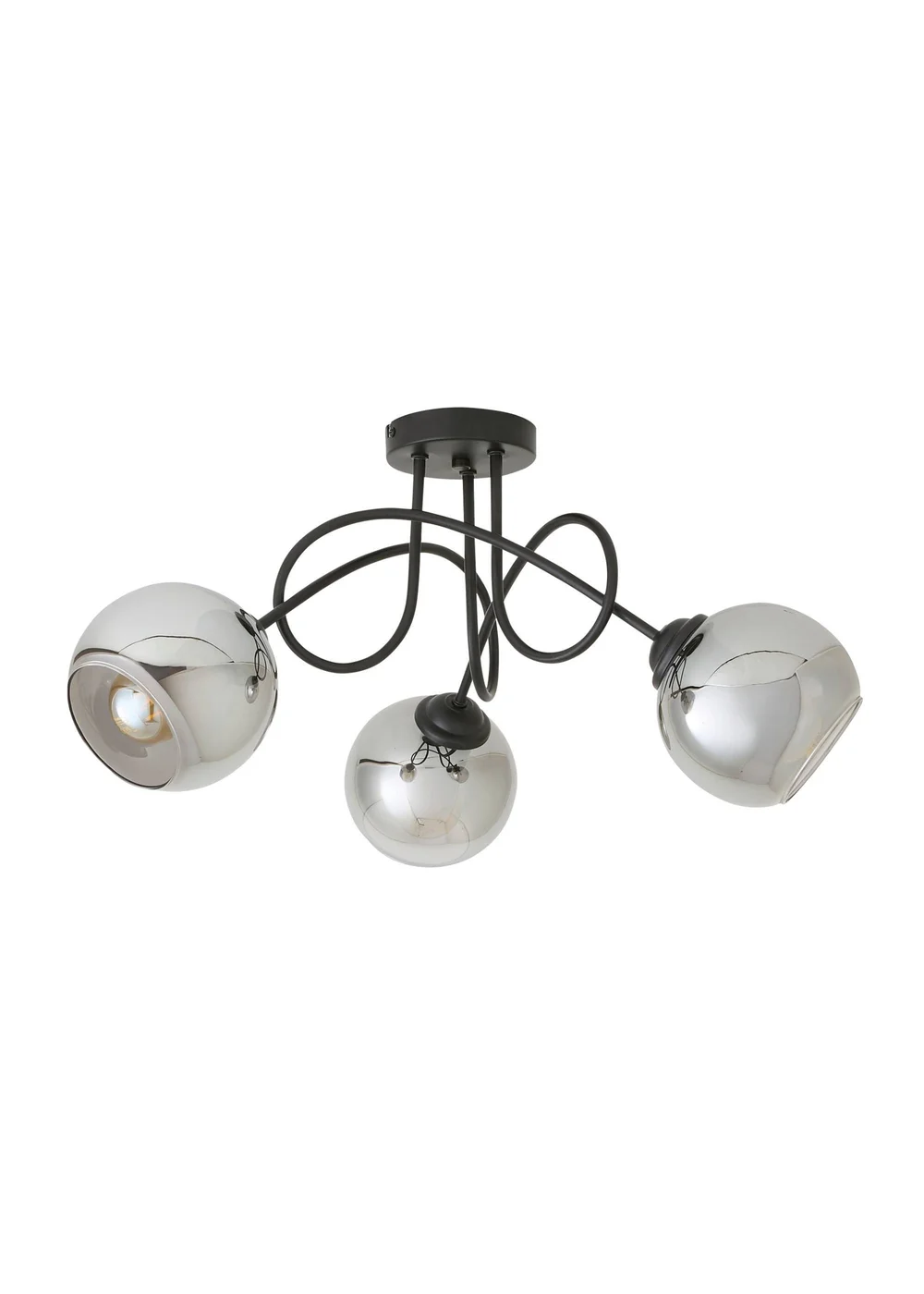 ValueLights Malcom Black Twisted Ceiling Light Smoked Glass Shades - One Size Image 5