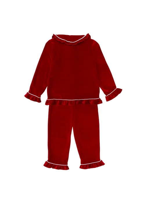 My Christmas Pyjamas Red Velvet Rouge Girl's Long Two-Piece Matching Pyjama Set (0m-12yrs) - 6-12 months Image 2