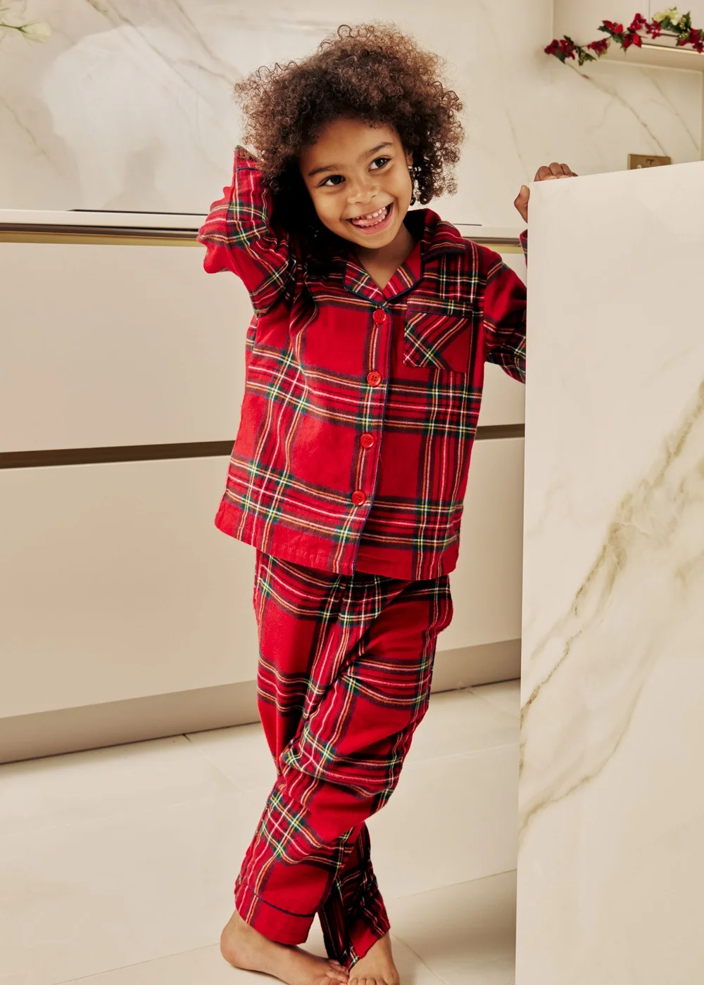 My Christmas Pyjamas Red Check The Halls Children's Two-Piece Long Matching Pyjama Set (18m-14yrs) - 1.5-2 Yrs Image 3