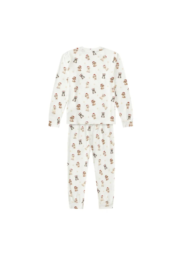 My Christmas Pyjamas Cream Santa Paws Children's Two-Piece Long Matching Pyjama Set (18m-14yrs)