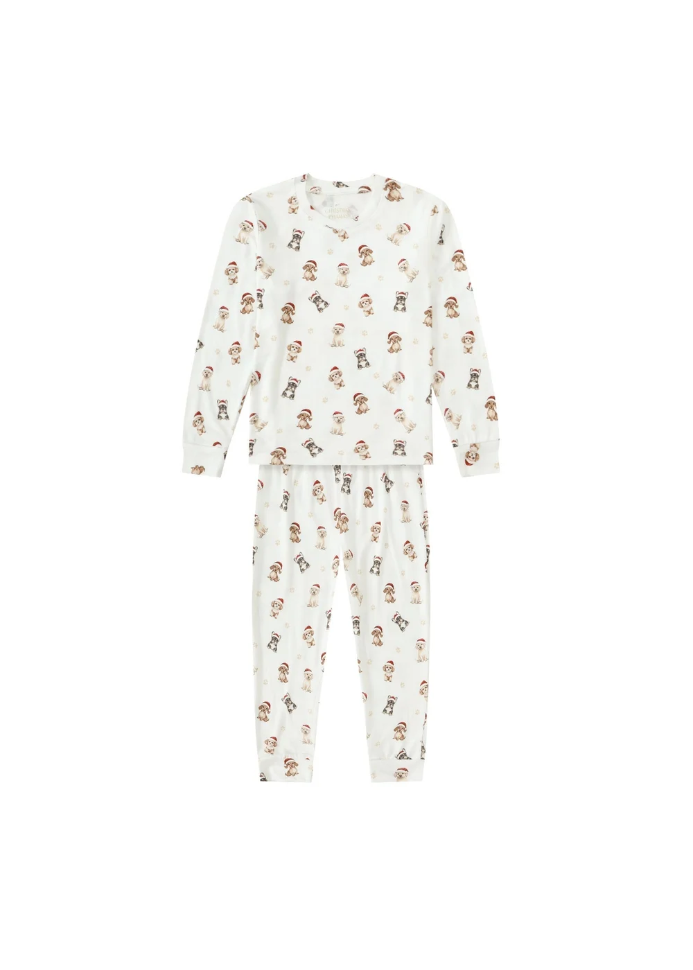 My Christmas Pyjamas Cream Santa Paws Children's Two-Piece Long Matching Pyjama Set (18m-14yrs) - 1.5-2 Yrs Image 1