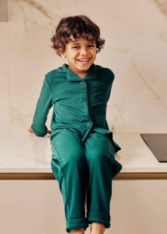 Pyjamily Emerald Green Midnight Jewel Children's Two-Piece Long Matching Pyjama Set (18m-14yrs)