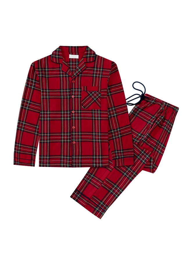 My Christmas Pyjamas Red Check The Halls Two-Piece Long Matching Pyjama Set