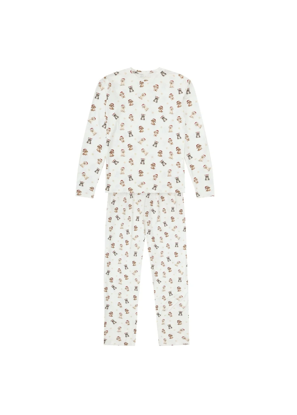 My Christmas Pyjamas Cream Santa Paws Women's Two-Piece Long Matching Pyjama Set - 20-22 Image 1