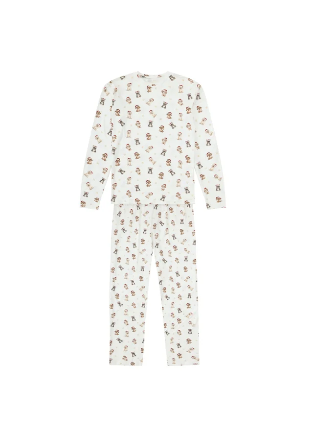 My Christmas Pyjamas Cream Santa Paws Women's Two-Piece Long Matching Pyjama Set