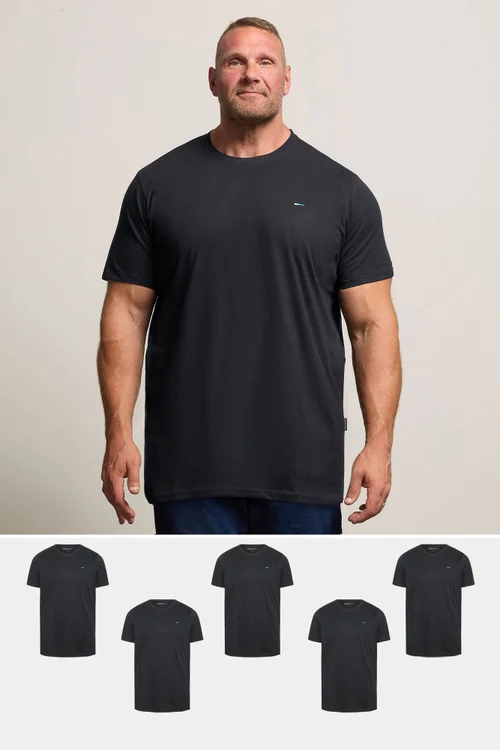 BadRhino 5 Pack Black Extra Long Core T-Shirts - 2XL Image 1
