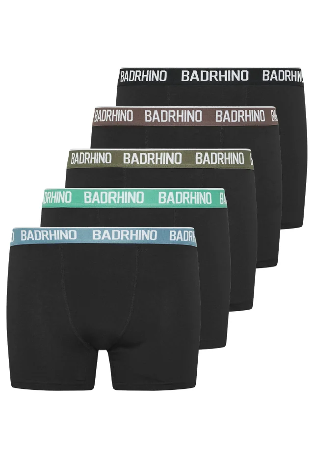 BadRhino 5 Pack Black Waistband Boxers