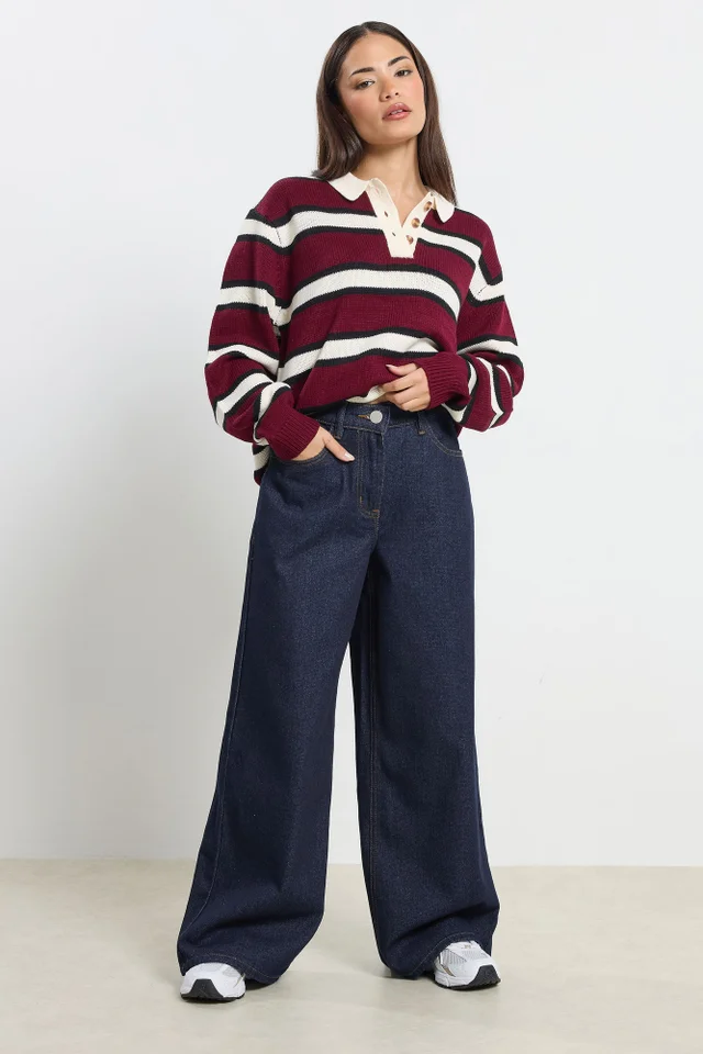 PixieGirl Petite Indigo Blue Stretch Wide Leg Jeans