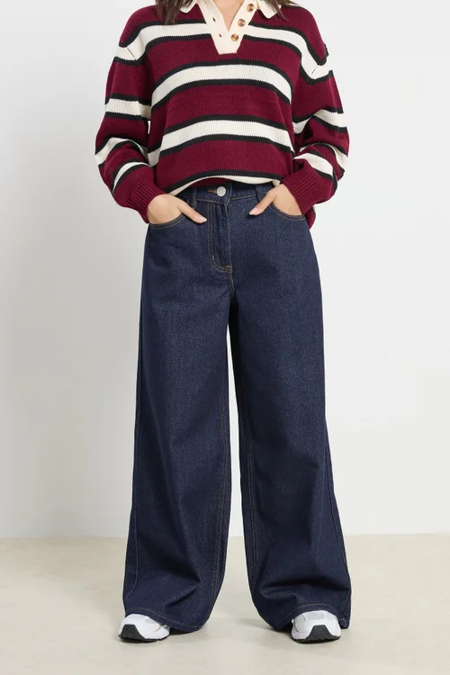 PixieGirl Petite Indigo Blue Stretch Wide Leg Jeans - 14/L27 Image 2